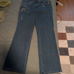 metrostyle Embellished Boot-Cut Jeans in Blue Denim